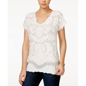 NWT Lucky Brand Embroidered Top Blouse Shirt *PRICE FIRM* Short Sleeve NEW